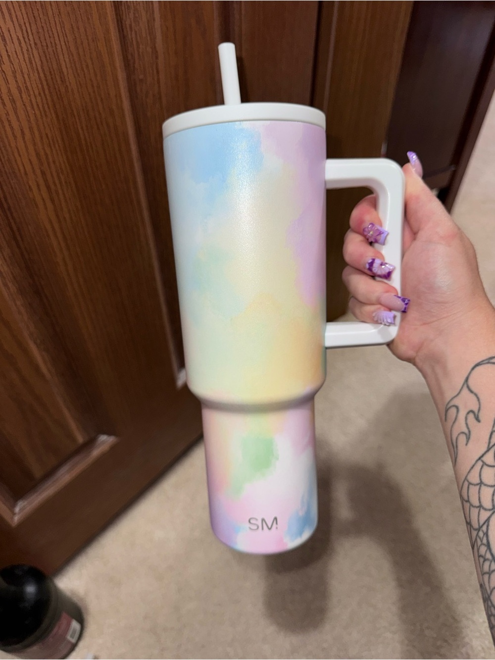 Stainless Insulated Travel Tumbler with Handle - Pastel Multicolor